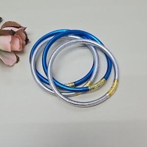 Budha All Weathers Bangles. Color Silver & Blue. (Not Budhagilrs)
